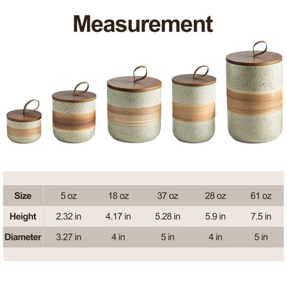 Miamolo Small Ceramic Jar with Lid, Coffee Canister Coffee Container Kitchen Food Storage Jars for Spice Sugar Tea Bag, Stackable Decorative Jars for Countertop, 5 fl.oz