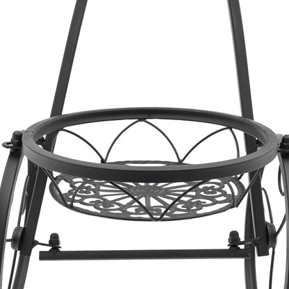 GAMIGIME Tricycle Plant Stand, Metal Bicycle Planter, Flower Pot Cart Holder with 3 Decorative Wheels, Modern Style Flower Pot Cart Holder for Home Decor Patio Garden Flower Shop (Black)