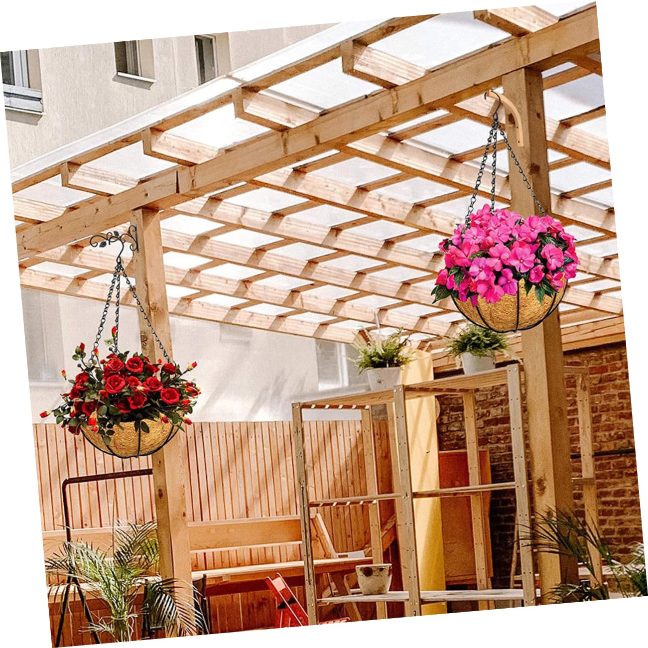 Abaodam 2pcs Indoor Outdoor Plant Hangers Wall Hooks Solid Wooden Hooks for Hanging Plants Decorative for Garden Patio