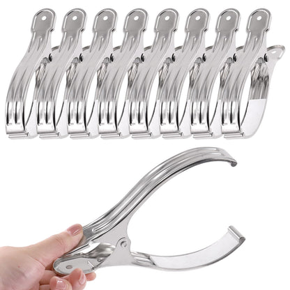 Tanstic 10pcs 6.3 Inch Stainless Steel Greenhouse Clamps Heavy Duty Garden Clips with Strong Grip and Large Open Mouth for Netting Holding