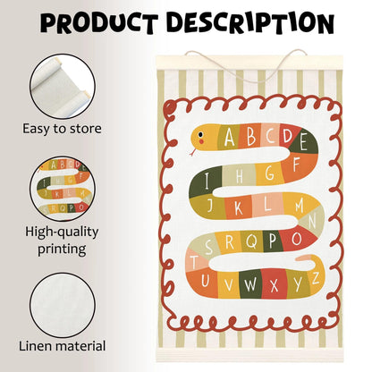 LKETW Snake Alphabet Classroom Poster Hanger Frame 12x16 Inch, Alphabet ABC Educational Wall Art Posters for Classroom, Kids Hanging Banner Decor for Nursery Toddler Boy Girl Room Bedroom Playroom