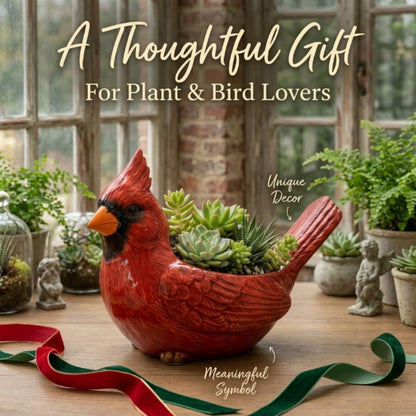 Cardinal Bird Succulent Planter, Red Resin Flower Pot with Drainage Hole, Cute Animal Decorative Plant Pot for Indoor Outdoor Succulents, Unique Gift for Bird Lovers (2Pc)