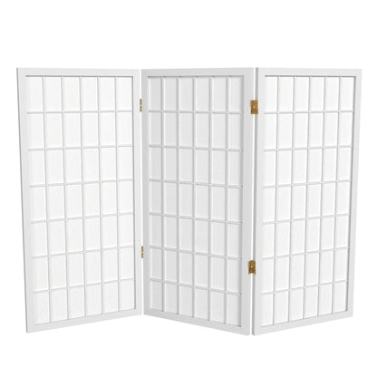 3 ft. Short Window Pane Shoji Screen - White - 3 Panels