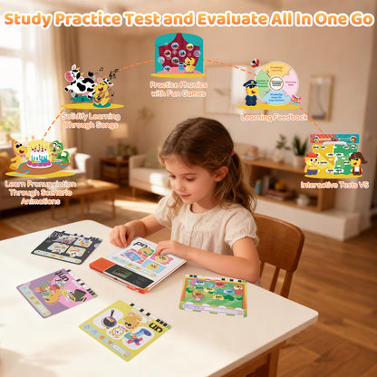 Dooloo Learn to Read & Spell Phonics Pad, Interactive Electronic Learning Pad with 242 Sound Pages Card, Fun Learning Activities for Kids 3-10 Years Old