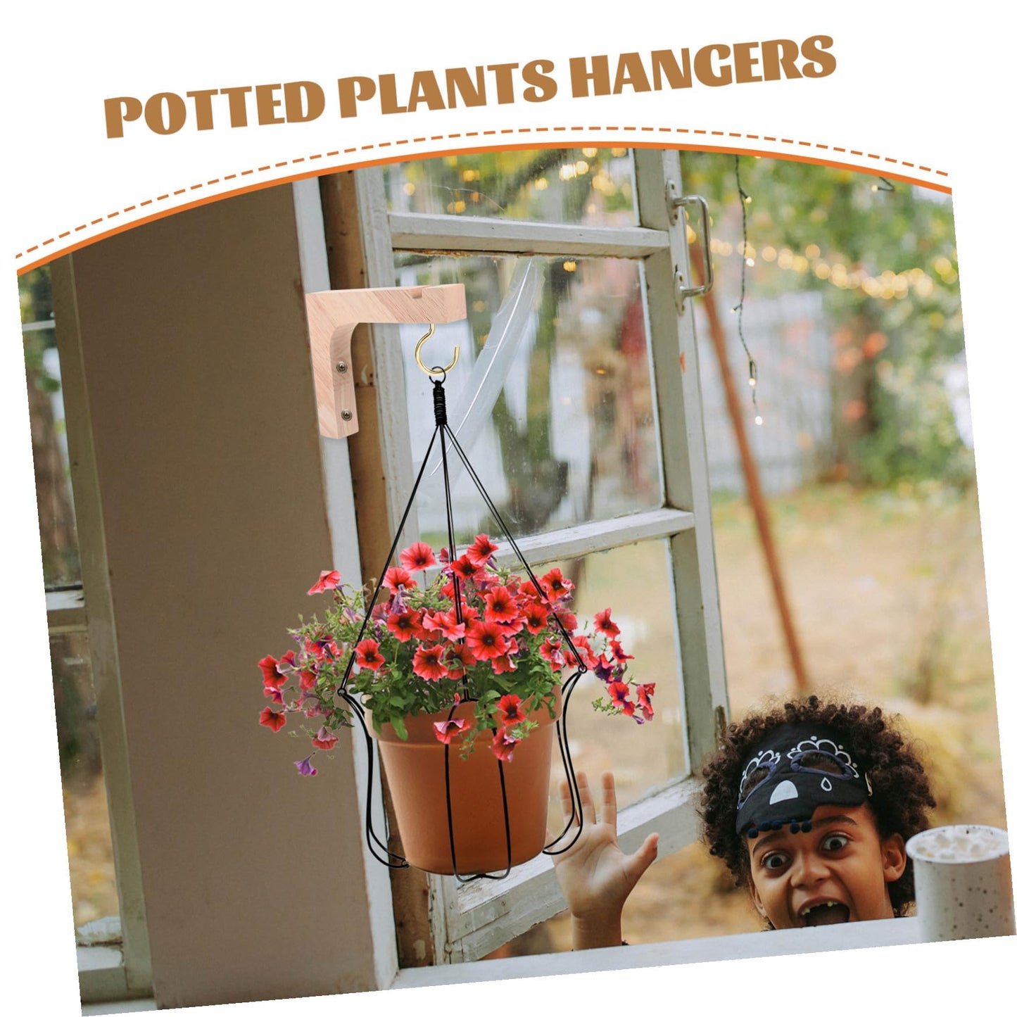 SUPVOX Wooden Plant Hanger Bracket 2pcs Indoor Wall Plant Holders Heavy-Duty Hanging Hooks for Flower Pots Natural Wood Suitable for Indoor Garden and Patio