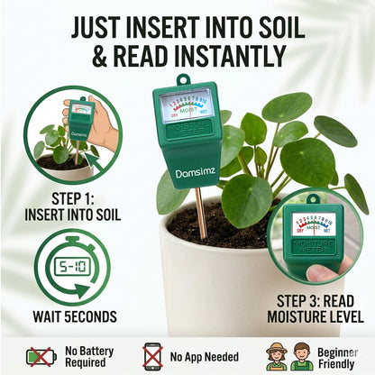 Damsimz 2 Packs Soil Moisture Meter for House Plants, Plant Water Meter, Plant Moisture Meter Soil Tester, Hydrometer for Plants Care, Gardening, Indoor and Outdoor Plants, No Battery Needed