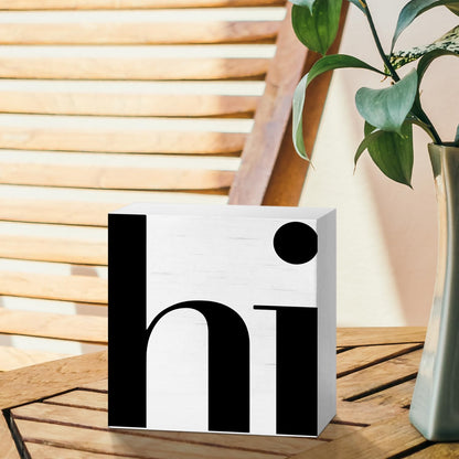 JXREQ Office Welcome Home Sign Desk Decor, Hi Sign, Home Office Decor, Farmhouse Decor Housewarming Nursery Living Room Kitchen Bathroom Tabletop Decor, 5x5 Inch