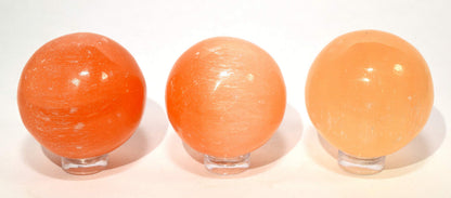 HQRP 40mm Natural Orange Selenite Sphere Polished Sparkling Gemstone Crystal Decor Mineral Ball from Morocco + Stand (1PC)