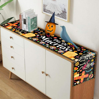 Halloween Table Runner 72 Inches Long, Day of The Dead Table Runner Dia De Los Muertos Sugar Skull Table Runner Happy Halloween Runners for Table Line Cover Tablecloth for Halloween Party Decorations