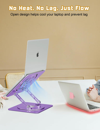 Axbima Adjustable Laptop Stand for Desk-360° Rotating Foldable Laptop Holder Ergonomic Laptop Riser for MacBook Pro/Air Dell HP Lenovo Notebook up to 16",Purple