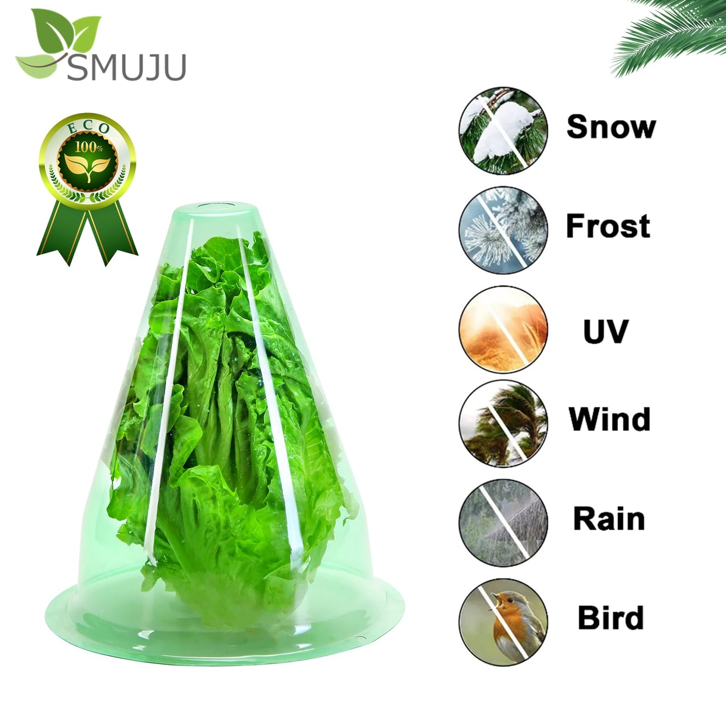 【12 Pieces】 Garden Cloches for Plants, Multifunctional Plant Covers Plant Protectors Transparent Bell Jar Cloches to Protect Plants from Birds, Slugs, Frost, Freeze Weather, 7.8" D x 9.4" H, Green