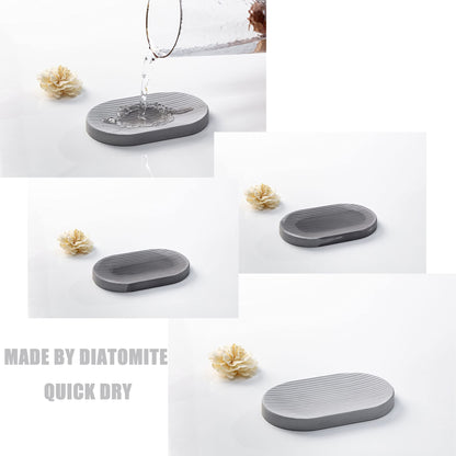 Bathroom Accessory Set Grey, Diatomite, Bathroom Accessories Countertop Complete with Electric Toothbrush Holders, Soap Dish Set