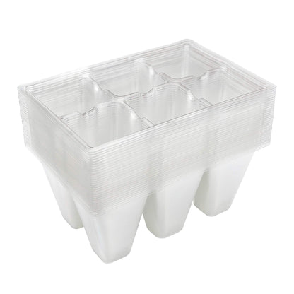 Gardzen 30 Pack 6-Cell Seed Starting Tray for Seedlings, Plant Starter Trays with Drainage Holes for Seed Germination, 5.4x3.7 inches, Clear