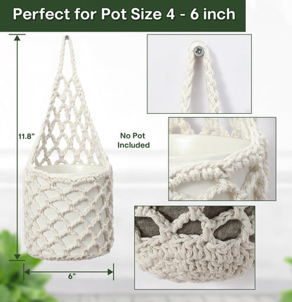Shineloha 4 Packs Hanging Planters for Indoor Plants, Wall Plant Holder | Plant Hanger Indoor, Wall Planters for Indoor Plants, Hanging Plant (4PK, 2 Large + 2 Small)