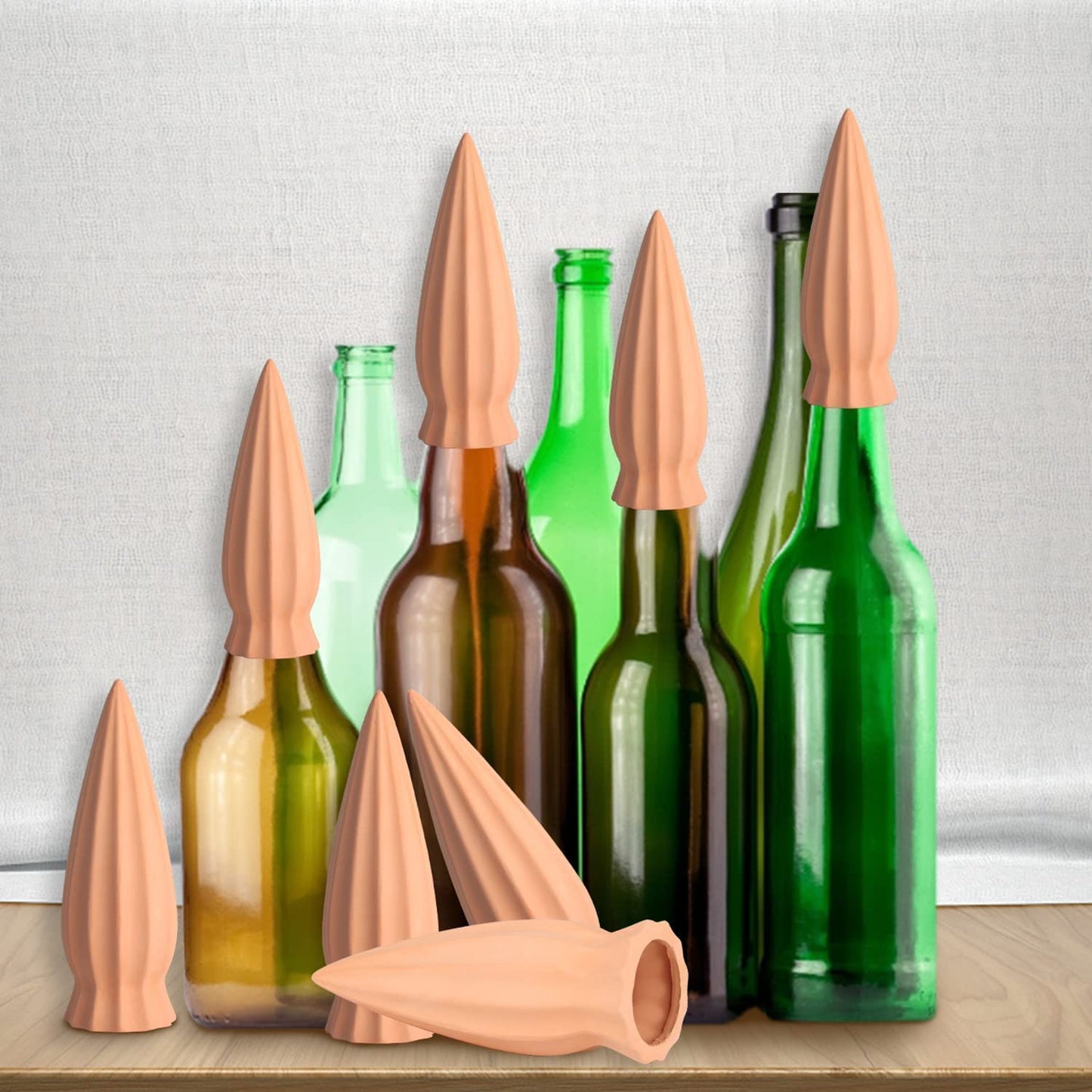 Tcamp 8Pack Plant Self Watering Spikes, Terracotta Plant Watering Devices Wine Bottle Plant Self-Watering Stakes for Indoor Outdoor Plants