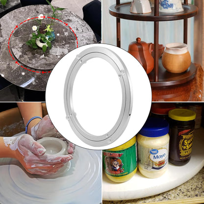 QDiShi 8 Inch Lazy Susan, Heavy Duty Swivel Turntable Aluminum Bearing Metal Rotating Turntable Bearings Swivel Plate Hardware for Dining-Table and Workbench (8 inch)