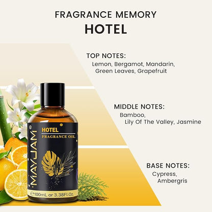 Hotel Fragrance Oil Essential Oil, MAYJAM 3.38FL.OZ Hotel Oil Scents for Diffusers for Home, Long Lasting Scented Oils for Soap Candle Making - 100ML