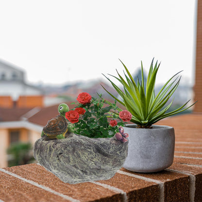 VANZACK Turtle Planter - Unique Resin Flower Pot for Succulents & Garden Decor, Cute Animal Planter for Patio, Balcony, or Outdoor Decoration (5.3x4.9 Inch)