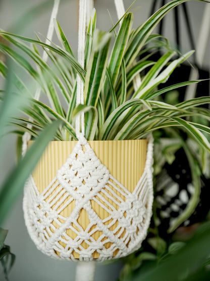 XINBOR Hanging Planter with Patterns,2Packs Macrame Plant Hangers Indoor Macrame for up to 8 inch Pot Crochet Boho Plant Hanger Holder for Indoor Outdoor with 2S Shaped Stainless Steel Hooks (White)