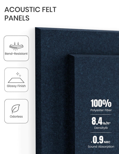 Felt Bulletin Board Tiles -28"x18" Cork Board Alternative for Office Decor, Push Pin Board Wall Organizer 6-Pack - Carbon Blue