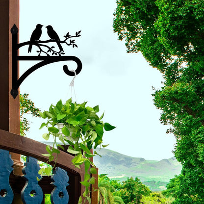 peacoblue Iron Plant Hangers Hooks for Outdoor Indoor Hanging Plants Flower Fern Pots Lantern Bird Feeder,12"x13.6" Weather Resistant Metal Wall Holder for Porch Garden Farmhouse(Branches and Birds)