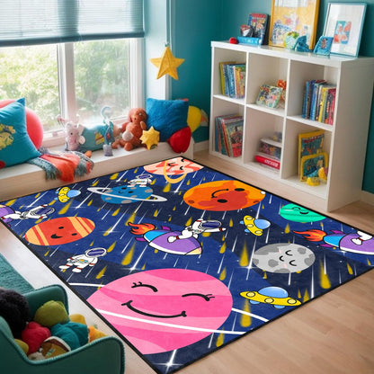 BATATADOCE Galaxy Area Rug - Solar System Design, Perfect for Boys' Room or Classroom, 4'x5'