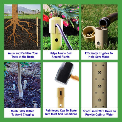 Underhill Deep Drip Irrigation Stakes 36-Inch, Case of 4 Watering Spikes for Palm Trees and Deep Rooted Trees, Drip System Parts Tubes, A-DD36