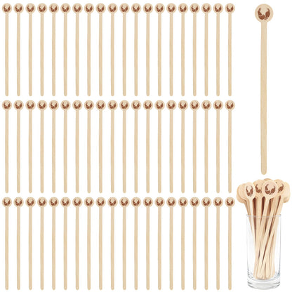 100Pcs Coffee Stirrers- 7.1 Inch Coffee Stir Sticks, Natural Wooden Coffee Stirrers With Round Ends, Disposable Biodegradable Cafe Grade Wood Beverage Mixer for Coffee Cocktails Milk Tea