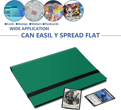 Premium Card Binder 9 Pocket, Premium Card Book for 360 Cards, Sturdy Card Album for Collectible Cards, Side-Loading Card Collection Folder for TCG, Other Game Cards, Sport Cards，Green