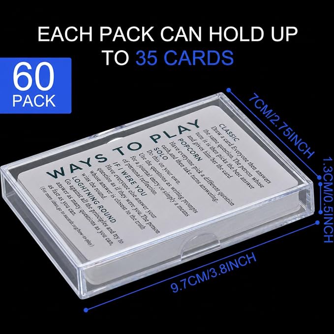 Zonon 60 Pieces Clear Deck Case, Card Organizer Compatible with MTG TCG Plastic Playing Card Case baseball Trading Deck Collection Box Holder for Game Cards Storage