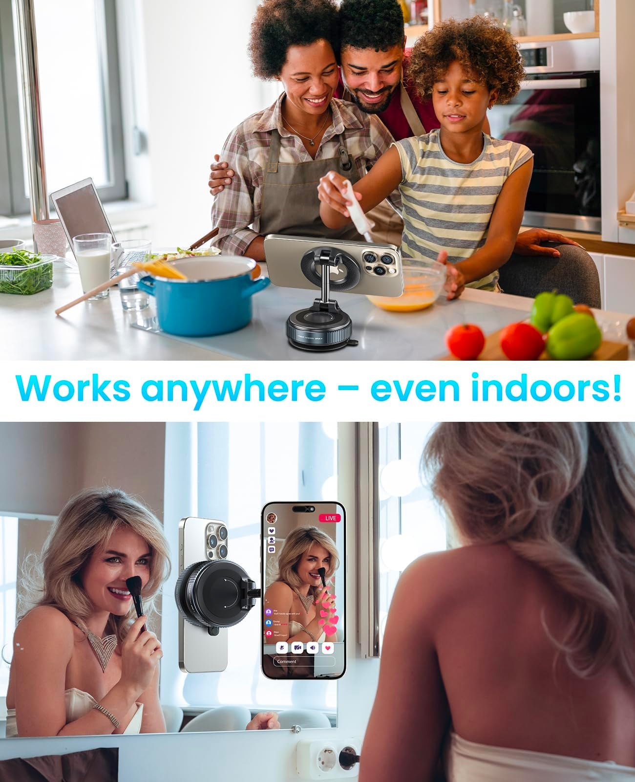 Jononser Magnetic Suction Cup Phone Mount for Magsafe, 360° Adjustable Magnetic Car Phone Holder, Pocket Size Foldable Car Mount, Cell Phone Holders for Your Car for iPhone 17 16 15 14 13 12 Series