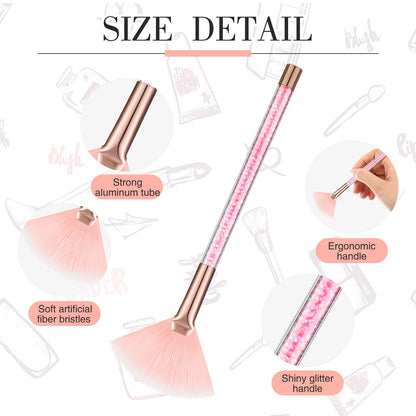 9 Pieces Facial Fan Mask Brushes, Soft Facial Applicator Brushes Tools for Peel Glycolic Makeup for Mud Cream(Champagne)
