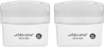 Maxxima LED Night Light with Dusk to Dawn Sensor - Featuring 25 Lumens, Plug In, Ideal for Bedrooms, Bathrooms, Basements, Hallways, and Senior Living, Amber Light - 2 Pack
