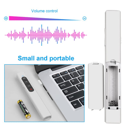 Presentation Clicker Wireless Presenter Remote with Hyperlink & Volume Remote Clicker for PowerPoint Office Classroom Presentation Remote Control Pointer Slide Advancer (Battery Included)