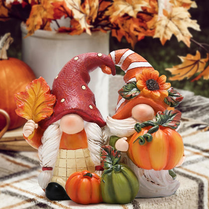Hodao Fall Thanksgiving Pumpkin Gnome Decorations Handmade Swedish Tomte Gnome Elf for Fall Decor Gift - Thanksgiving Party Home Couple Gnomes Decor - Autumn Gift