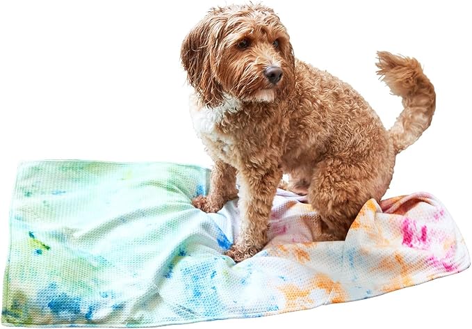 Dock & Bay Pet Towel - Super Absorbent & Quick Drying Dog Towels with Bag - 100% Recycled - Sunset Splash, Medium (90x50cm, 35x19)