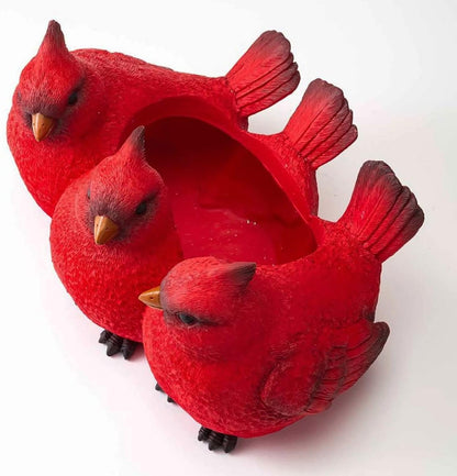 Odulut Cardinal Bird Succulent Flower Pot,Resin Red Birds Plant Pot,Three Little Birds Decorative Planter for Indoor/Outdoor Tabletop Home Garden Plant Decor