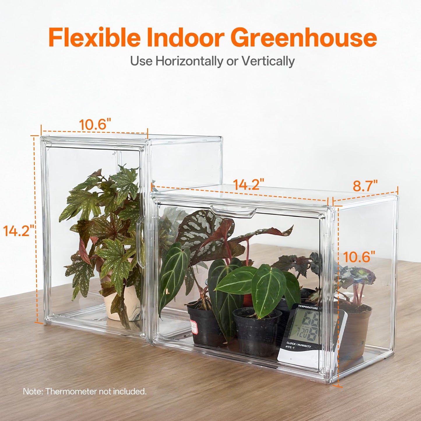 Bstrip Tabletop Greenhouse, GM4 Small Greenhouse for Indoors, Stackable Clear Plastic Greenhouse with Magnets, Indoor Seed Starter Greenhouse with Lights, Auto Timer, User-Friendly, 14.2x8.7x10.6IN