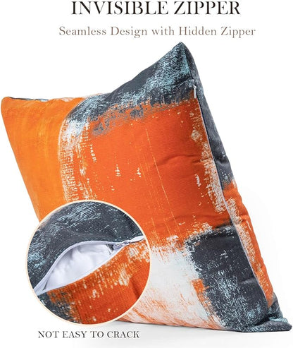 Burnt Orange Throw Pillow Covers 16x16 Set of 4 Decorative Cushion Cover Taupe Abstract Art Painting Pillow Covers for Sofa Couch Bedroom Living Room Outdoor Home Décor