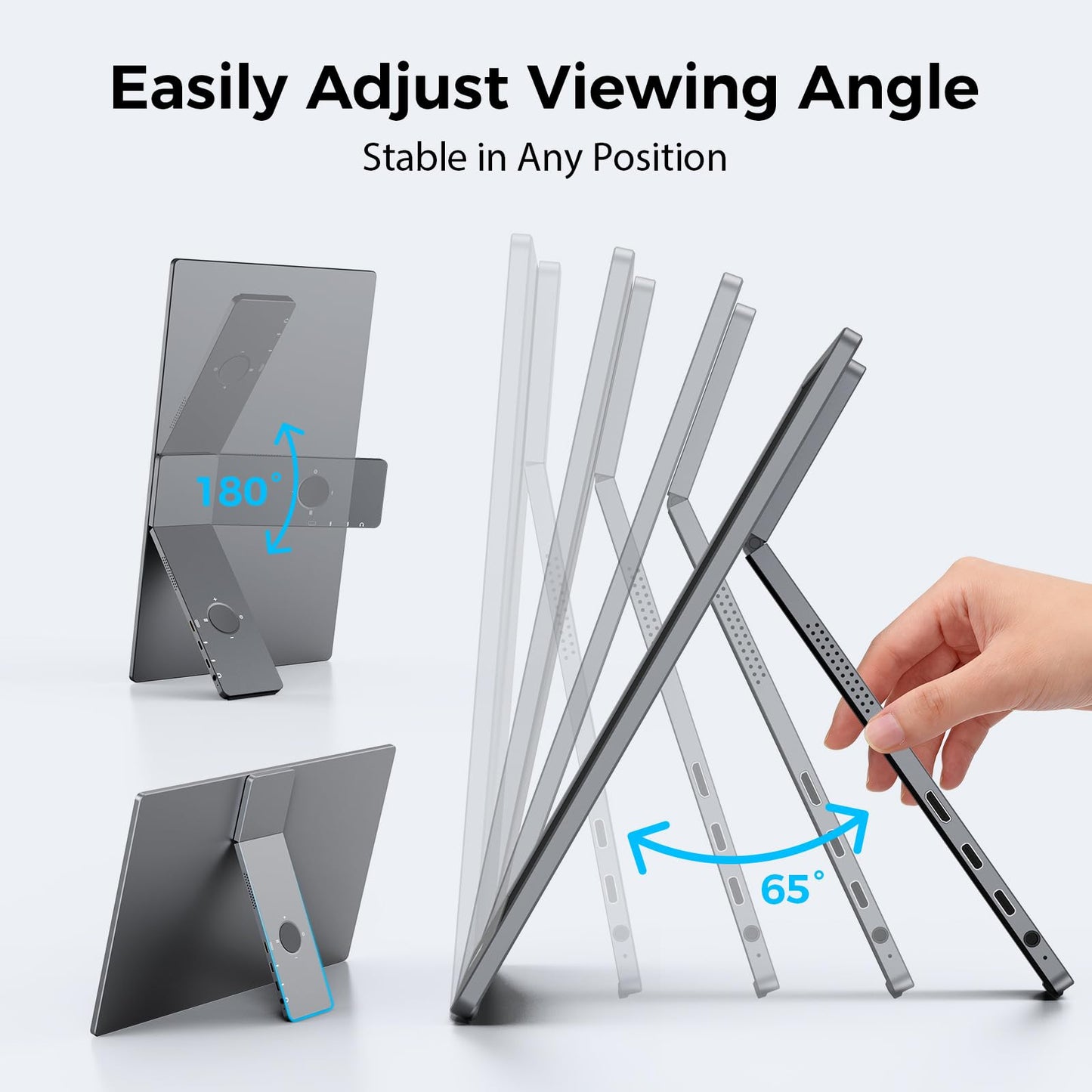 KYY Portable Monitor for Laptop,15.6'' Computer Screen Extender 1080P USB-C HDMI Laptop Display Built-in Stand & Dual Speakers, External HDR Display, Travel Monitor for PC MAC Phone Xbox PS4/5 Switch