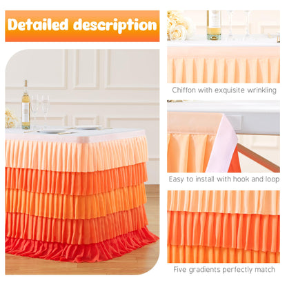Orange Table Skirt Ruffle Fall Tablecloth for Rectangle Table 6ft Thanksgiving Christmas Birthday Party Baby Shower