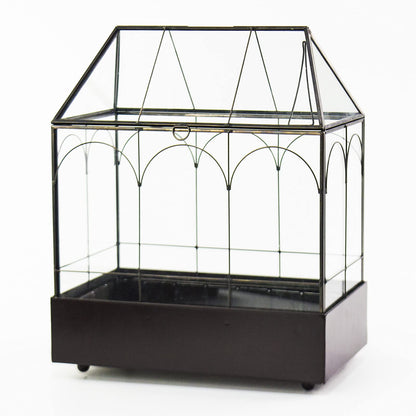 Large Tall Glass Plant Terrarium – House Succulent Terrarium Kit with Lip and Tray Glass Greenhouse Terrarium for Plant 9.5”X5.7”X11.4”