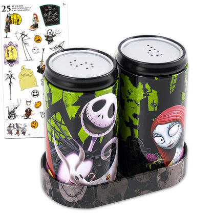 Nightmare Before Christmas Salt and Pepper Shakers Set - Jack Skellington Kitchen Accessories Bundle Collector Set Plus Stickers | Nightmare Before Christmas Collectibles