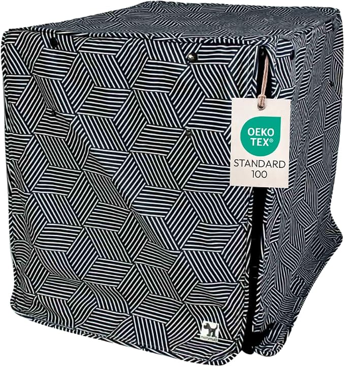 Molly Mutt Rough Gem Dog Crate Cover, 100% Cotton Canvas Cover with 2 Roll-Up Panels, Ideal for Dog or Cat Crate, Durable, Washable, and Free of Harmful Chemicals, 36" x 24" x 27"