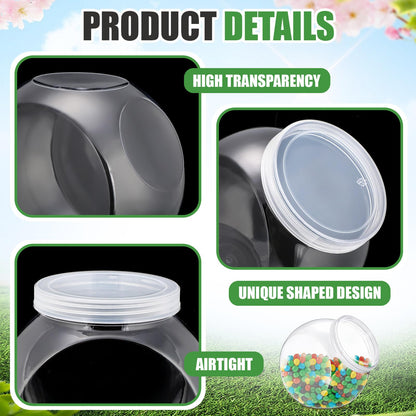 Willinglong 4 Pcs 60 oz Plastic Candy Jar with Lid for Candy Buffet Large Storage Jar Clear Food Storage Canisters Kitchen Countertop Container for Cookies Snacks Indoor Outdoor