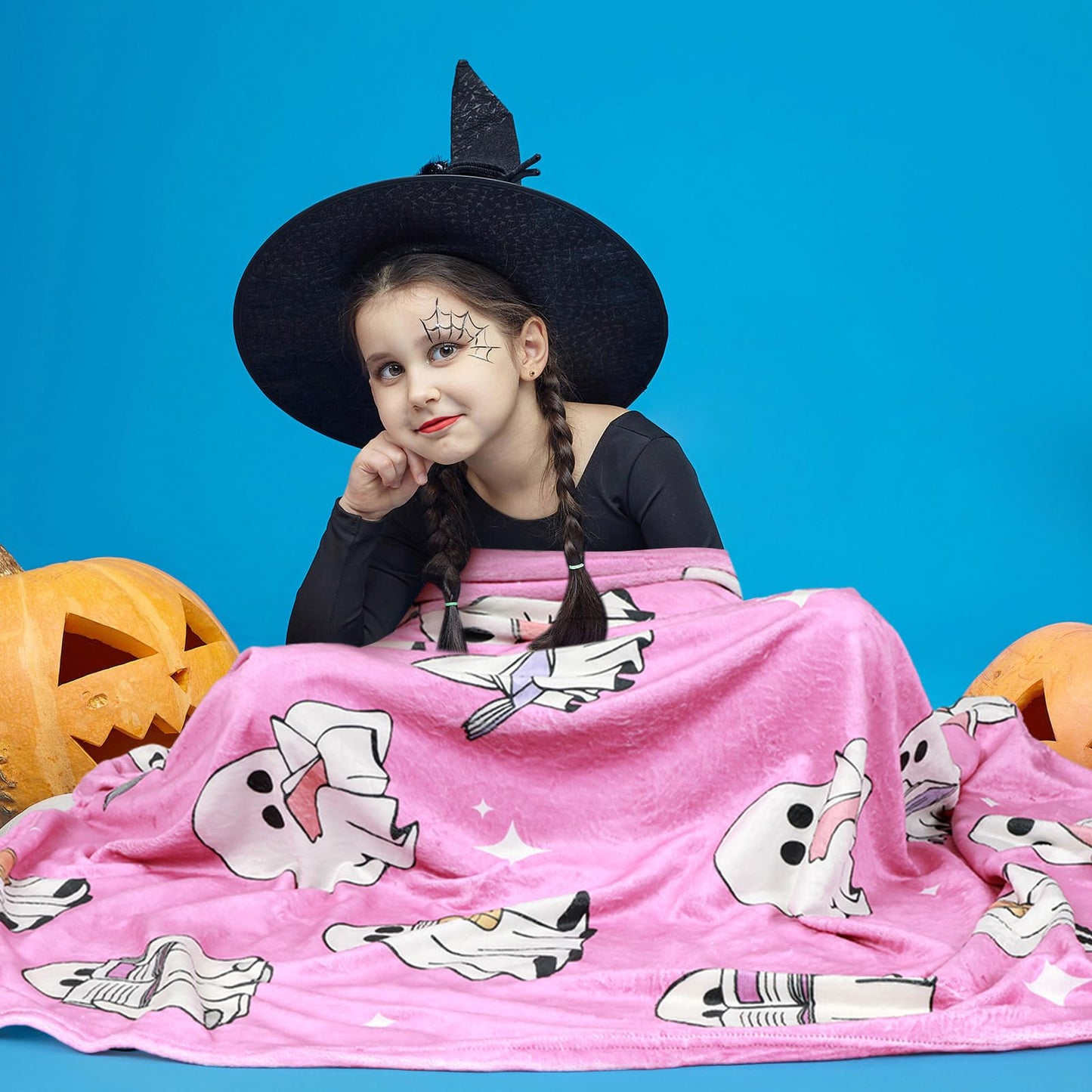 Hillsuren Ghost Reader Blanket for Girl Halloween 2025 New Pink Ghost Reading Book Throw Blankets 50 x 60 Inch Cute Boo Gift for Book Lover Sofa Bed Living Room Christmas Thanksgiving Gift Decoration