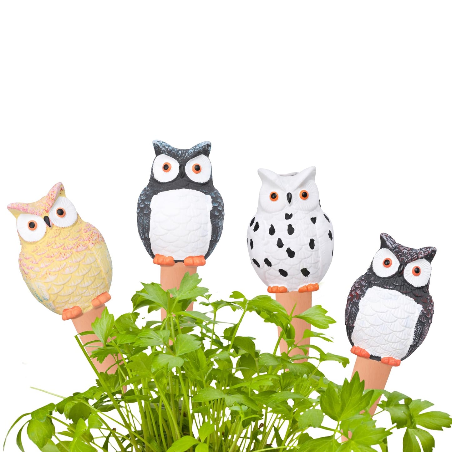 Chonsun Self Plant Watering Globes 4PCS Terracotta Watering Spikes Plant Watering Devices Self Watering Planter Insert Owl Decor