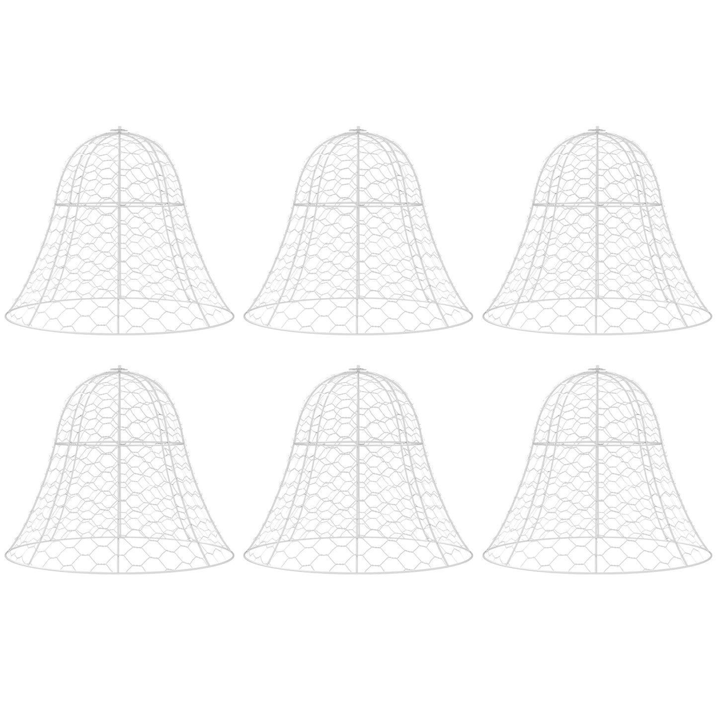 6-Pack Garden Chicken Wire Cloche, 16" x 13" – Metal Plant Protectors, Stackable Crop Cages, White, Animal Barrier for Outdoor Gardens