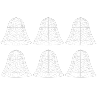 6-Pack Garden Chicken Wire Cloche, 16" x 13" – Metal Plant Protectors, Stackable Crop Cages, White, Animal Barrier for Outdoor Gardens