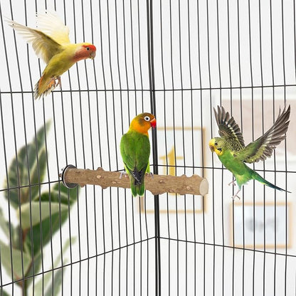 Hypeety Natural Wood Perch Stand Toy for Budgie, Parakeet, Cockatiel, Conure, Lovebird (7.86 inch)